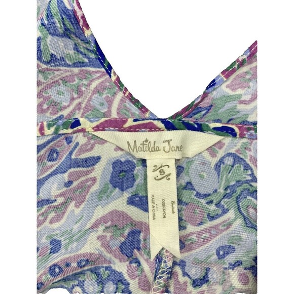 Matilda Jane Top Women Small In The Maze Floral Swing Top Asymmetrical Hem Cap - Picture 2 of 4